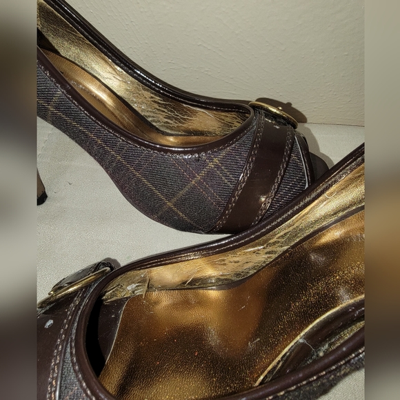 Womens brown plaid heels - Picture 5 of 9